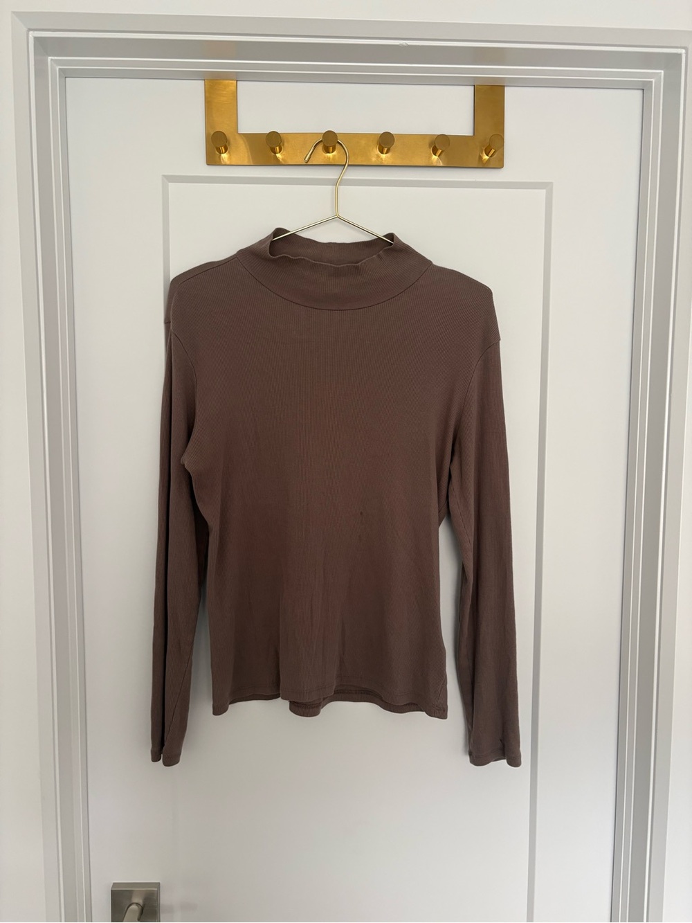 H&M Long Sleeve Mock Neck Top - Cocoa Brown